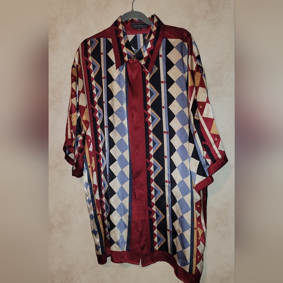 Ceta Italiana Other - Vintage‎ Ceta Italiana 100% Silk S/S Shirt Blue Men’s 3XL *Flaw*